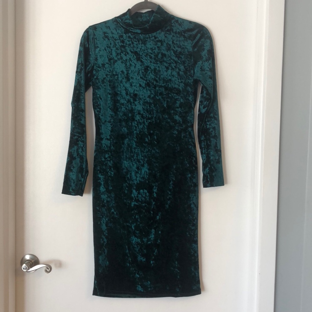 Green velvet dress